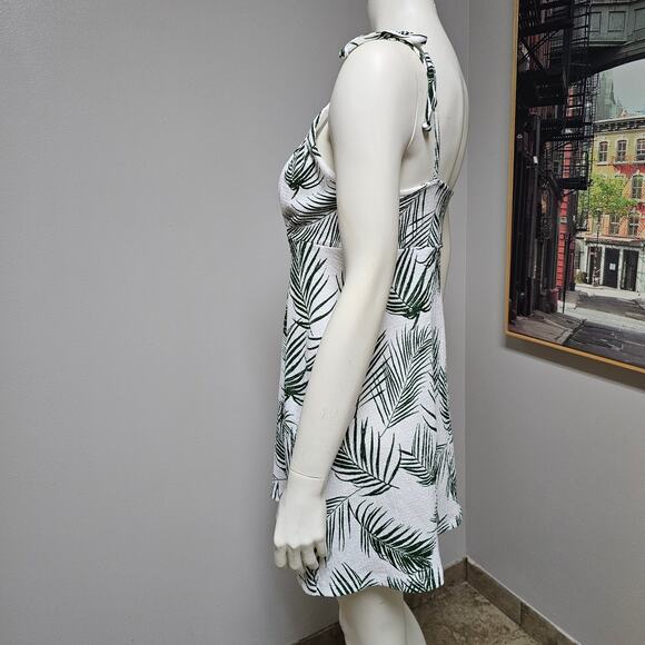 TopShop Mini Sundress Palm Leaf Pattern Adjustable Tie Straps Size 8 - Picture 3 of 9